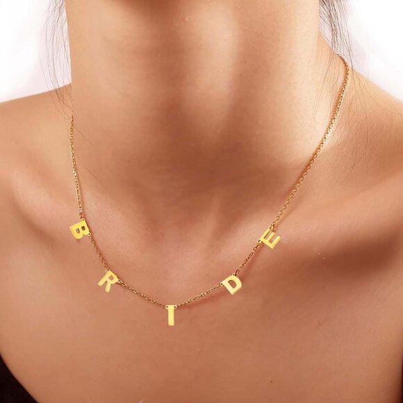 Bride Necklace Gold Plated Jewelry for Bachelorette Party Bridal Accessories - Picture 2 of 5